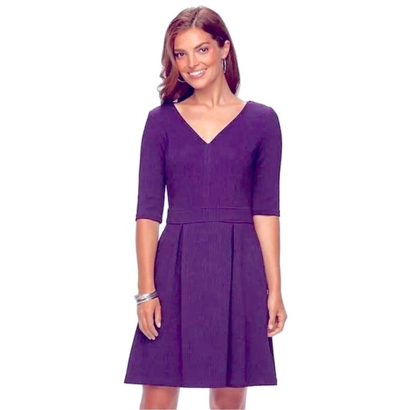 NEW Chaps Women's Textured Fit & Flare Dress Beetroot Size 10 - Picture 1 of 11